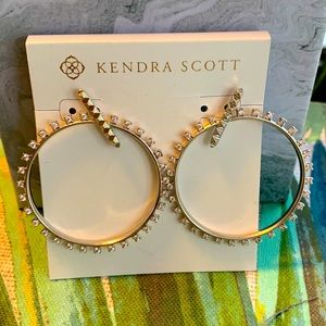 Kendra Scott Charlie Grace Hoop Earrings Rhinestone Silver VVEUC